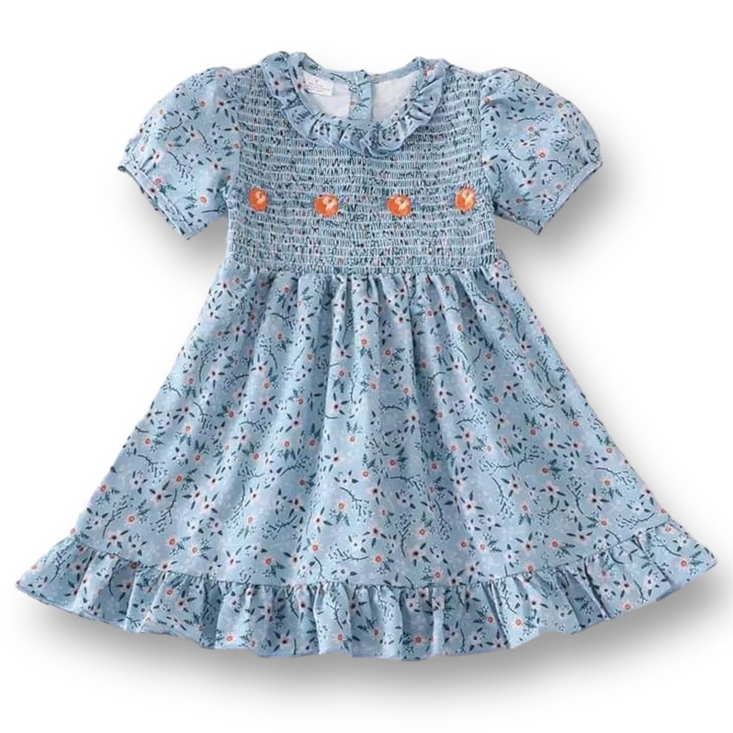 NEW! Toddler Girl Size 2 Boutique Smocked Twirl Dress Blue Floral with Ruffles