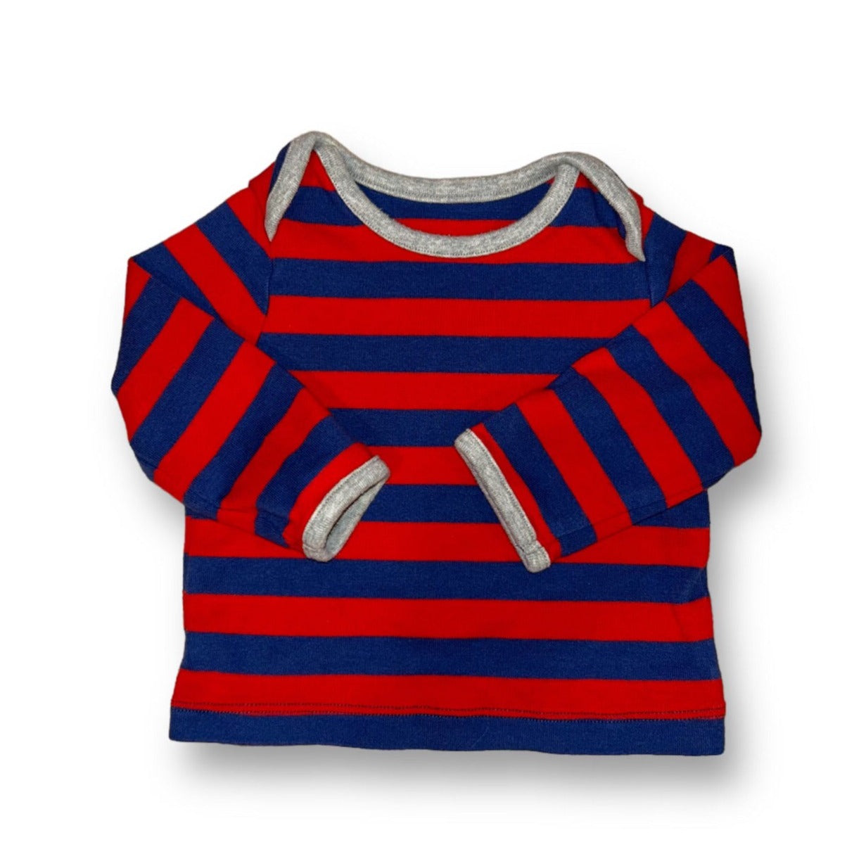 Baby Mini Boden Boys Size 3-6 Months Red and Navy Striped Long Sleeve Shirt