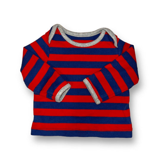 Baby Mini Boden Boys Size 3-6 Months Red and Navy Striped Long Sleeve Shirt