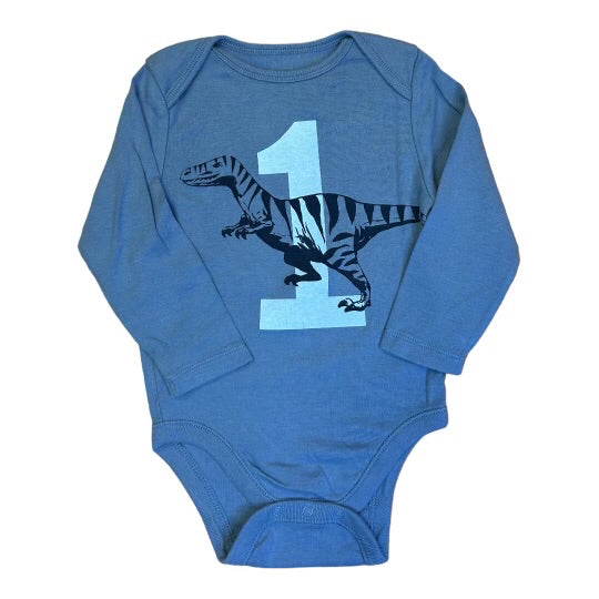Old Navy Size 12-18 Months Boys Bodysuit Long Sleeve Dinosaur Birthday Shirt