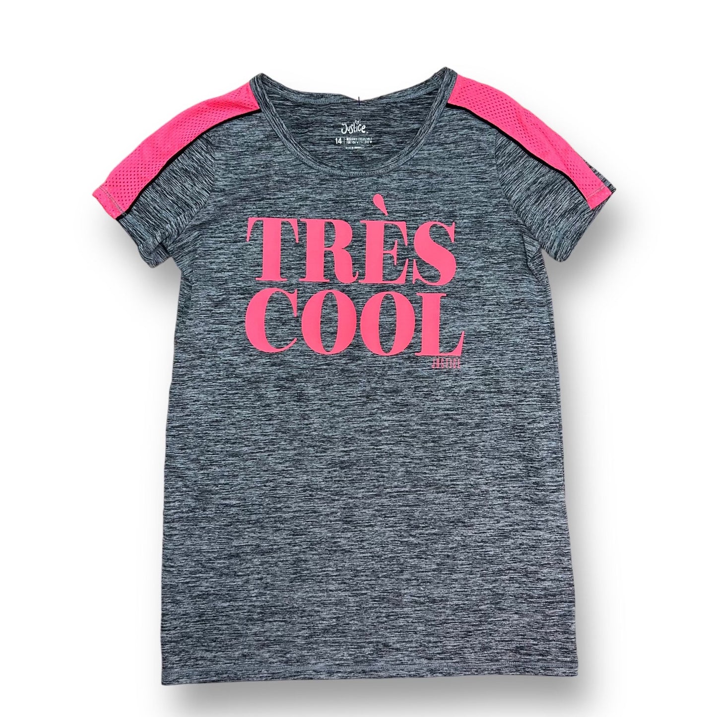Girls Youth Size 14 Gray Activewear Quick Dry Short Sleeve Tee Shirt