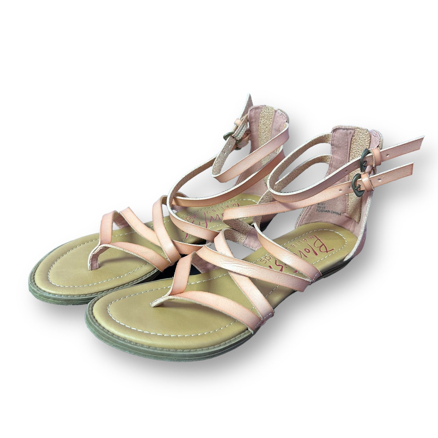 Youth Blowfish Sandals Girls Size 4 Peach Zipper Back Strappy Flats