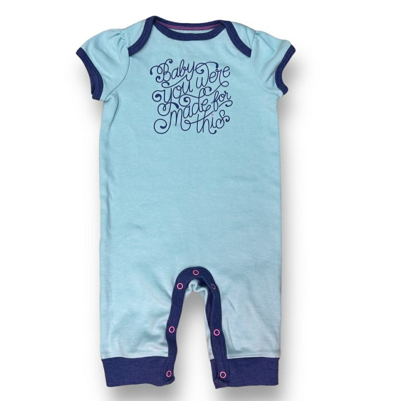 Girls Size 0-3 Months Romper Baby Blue Snap Bottom Cotton One-Piece