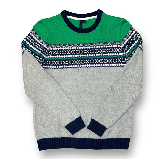 Youth Boy Janie and Jack Sweater Size 12 Green & Gray Knit Pullover