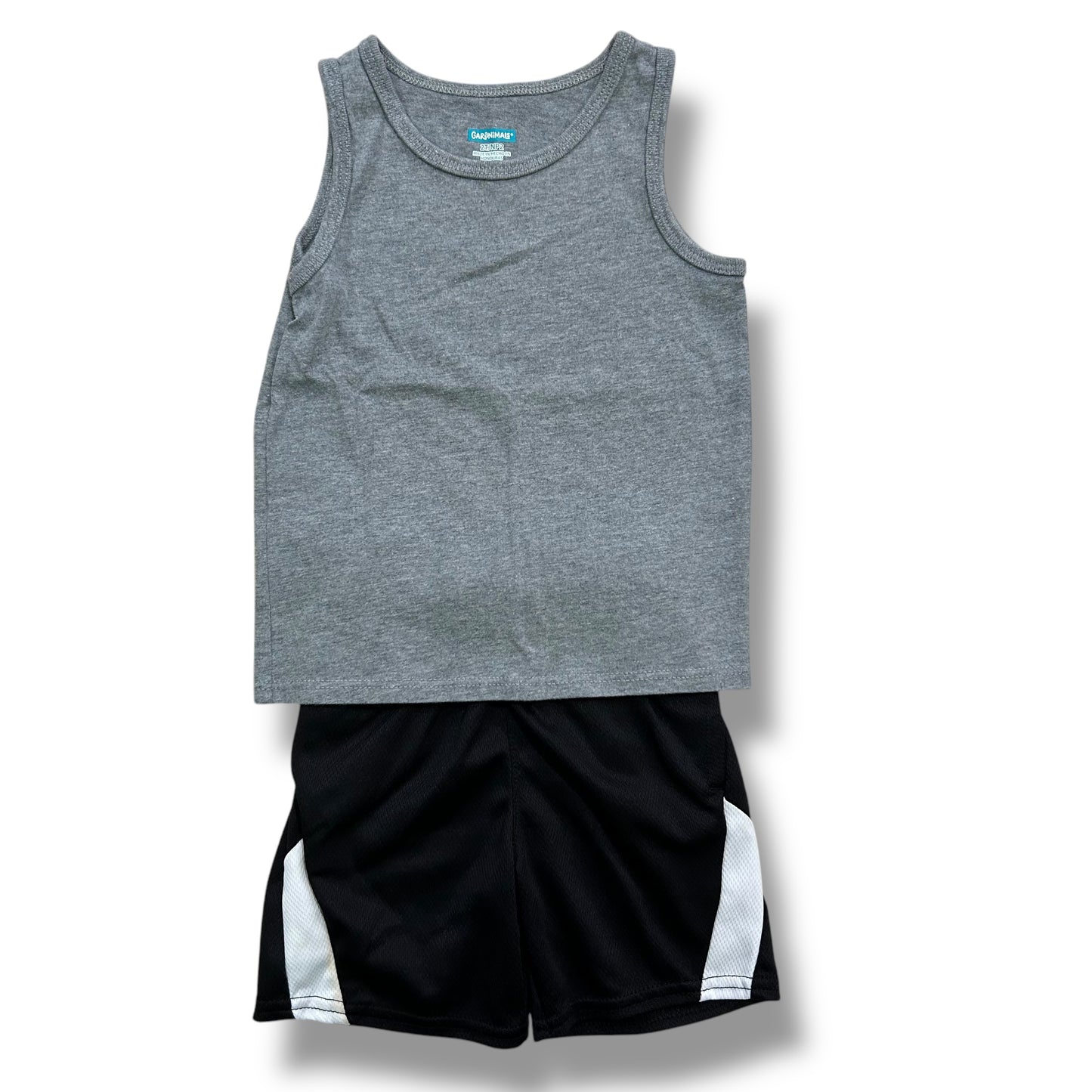 Boys Toddler Size 2T Outfit Black & Gray Tank and Athletic Shorts Set