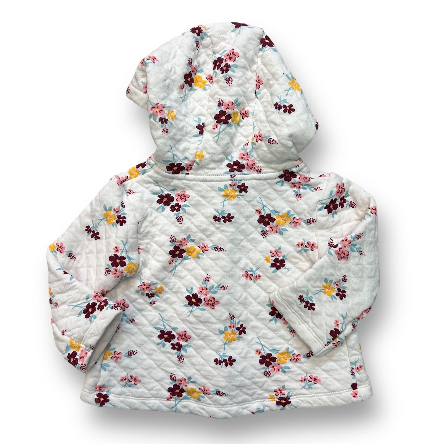 Carter's Girls Size 18 Months White Quilted Floral Toddler Jacket with Hood