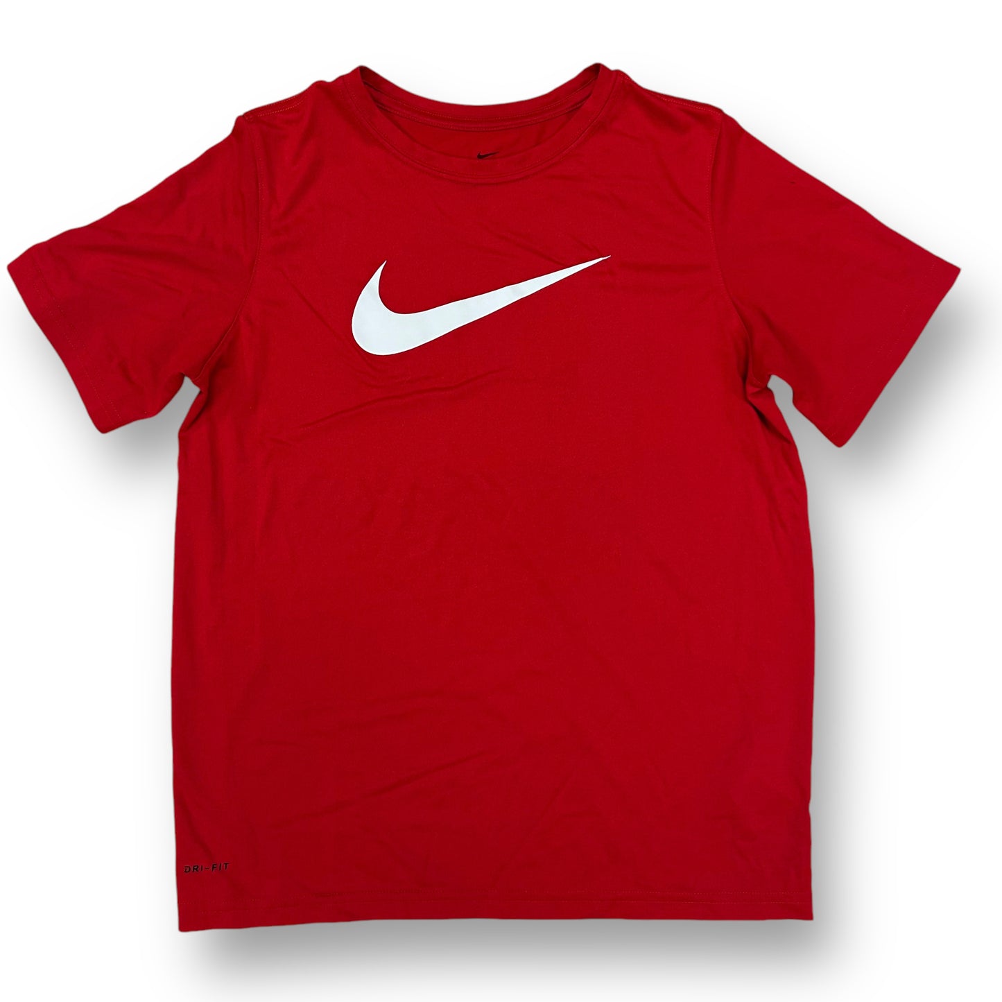 Boys Nike Dri-Fit Size 14/16 YXL Red Logo Swoosh Performance Tee