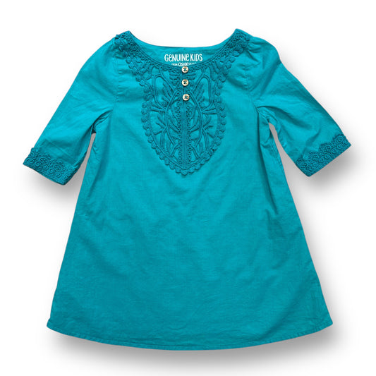 Girls OshKosh Size 3T Aqua Green 100% Cotton Lightweight Dress