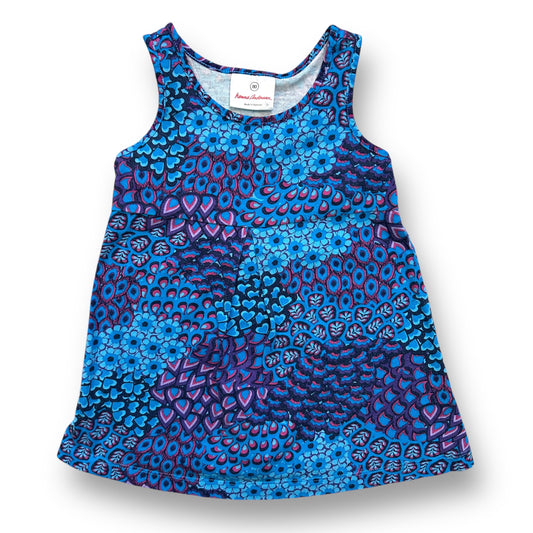 Hanna Andersson 80 Girls Size 18-24 Months 100% Cotton Sleeveless Peacock Dress