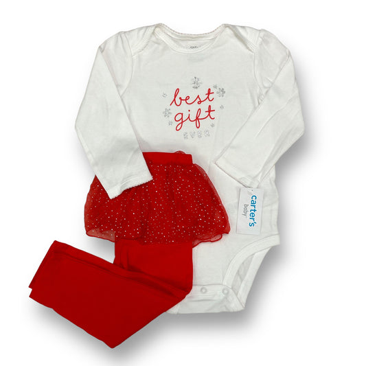 NEW! Girls Carter's Size 18 Months Red & White Christmas Long Sleeve 2-Pc Outfit