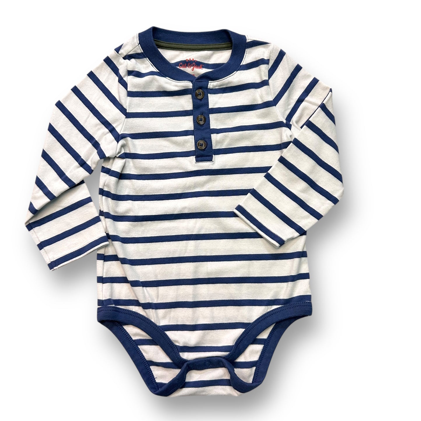 Cat & Jack Boys Size 18 Months Striped Long Sleeve Henley Bodysuit