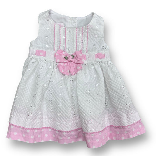 Girls Bonnie Baby Size 6-9 Months White & Pink Fancy Dress