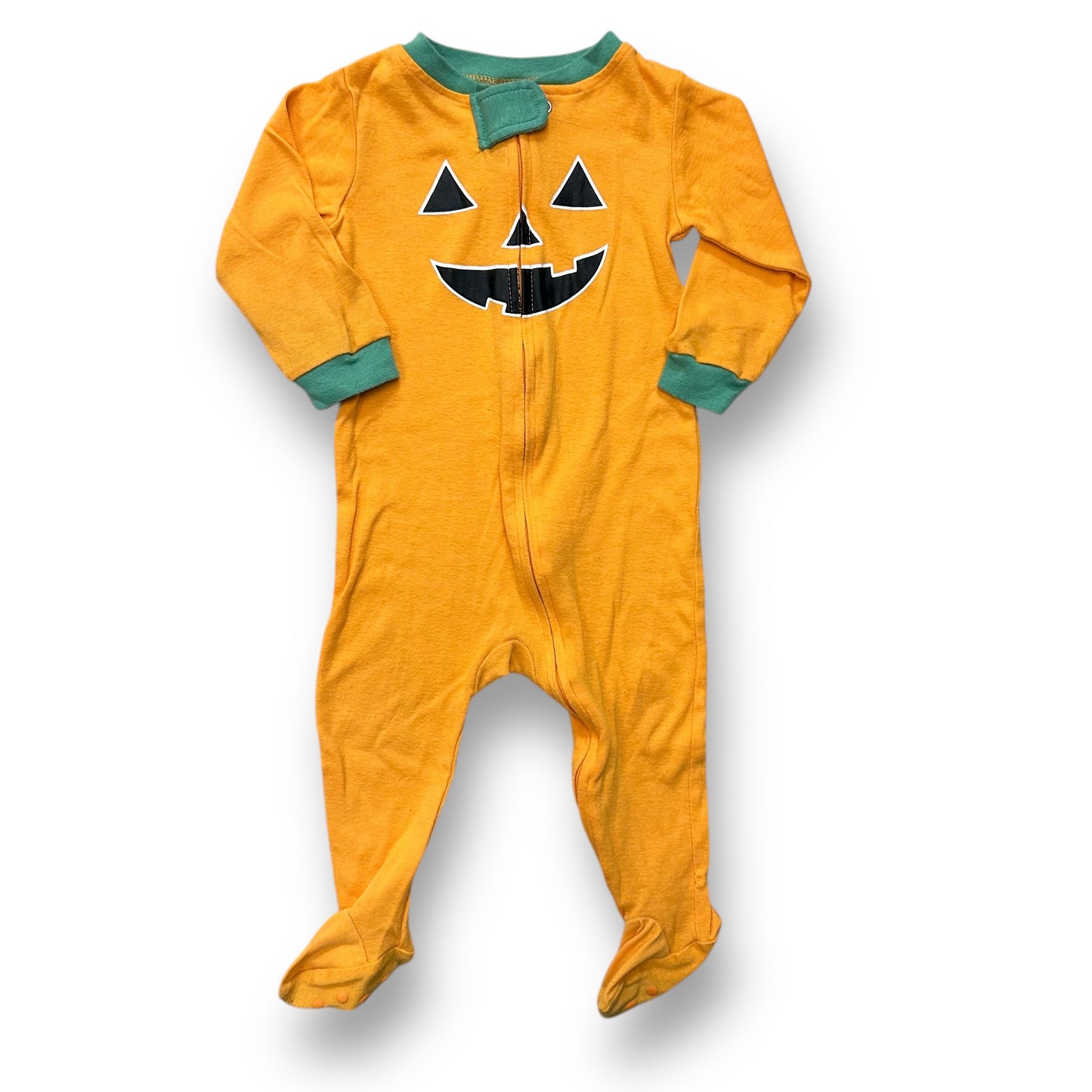 Boys Size 18 Months Orange Halloween Zippered Halloween Pajamas