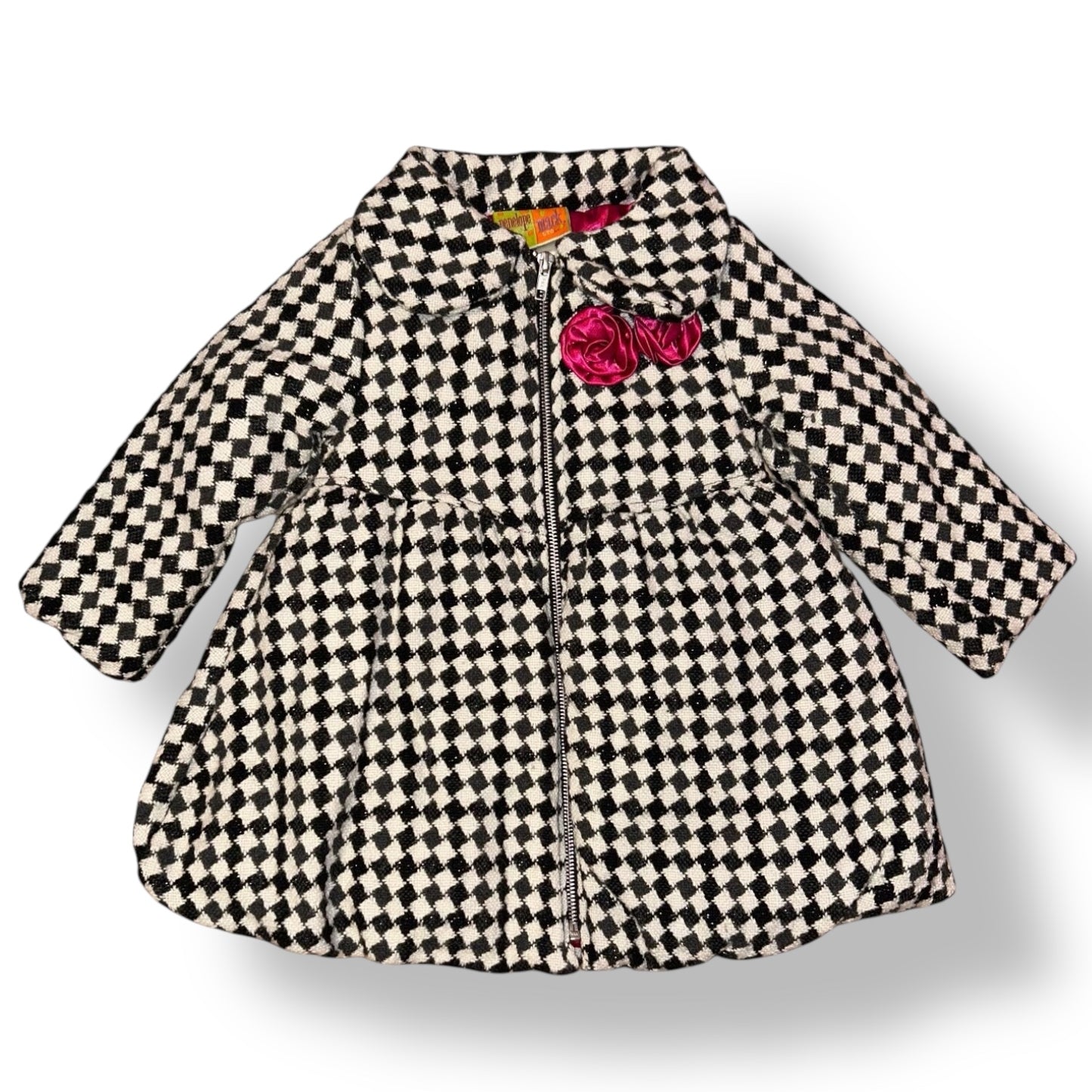 Penelope Mack Toddler Girl Size 3T Checkered Pea Coat