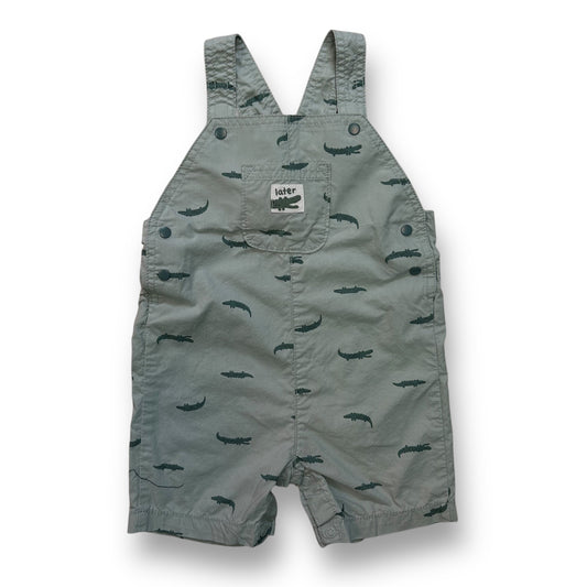 Carter's Boys Size 18 Months Sage Green Alligator Snap Bottom Overall Shorts