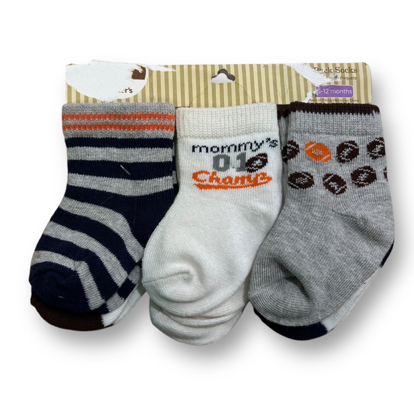 NEW! Carter's 6-Pack Baby Boy Socks Size 6-12 Months