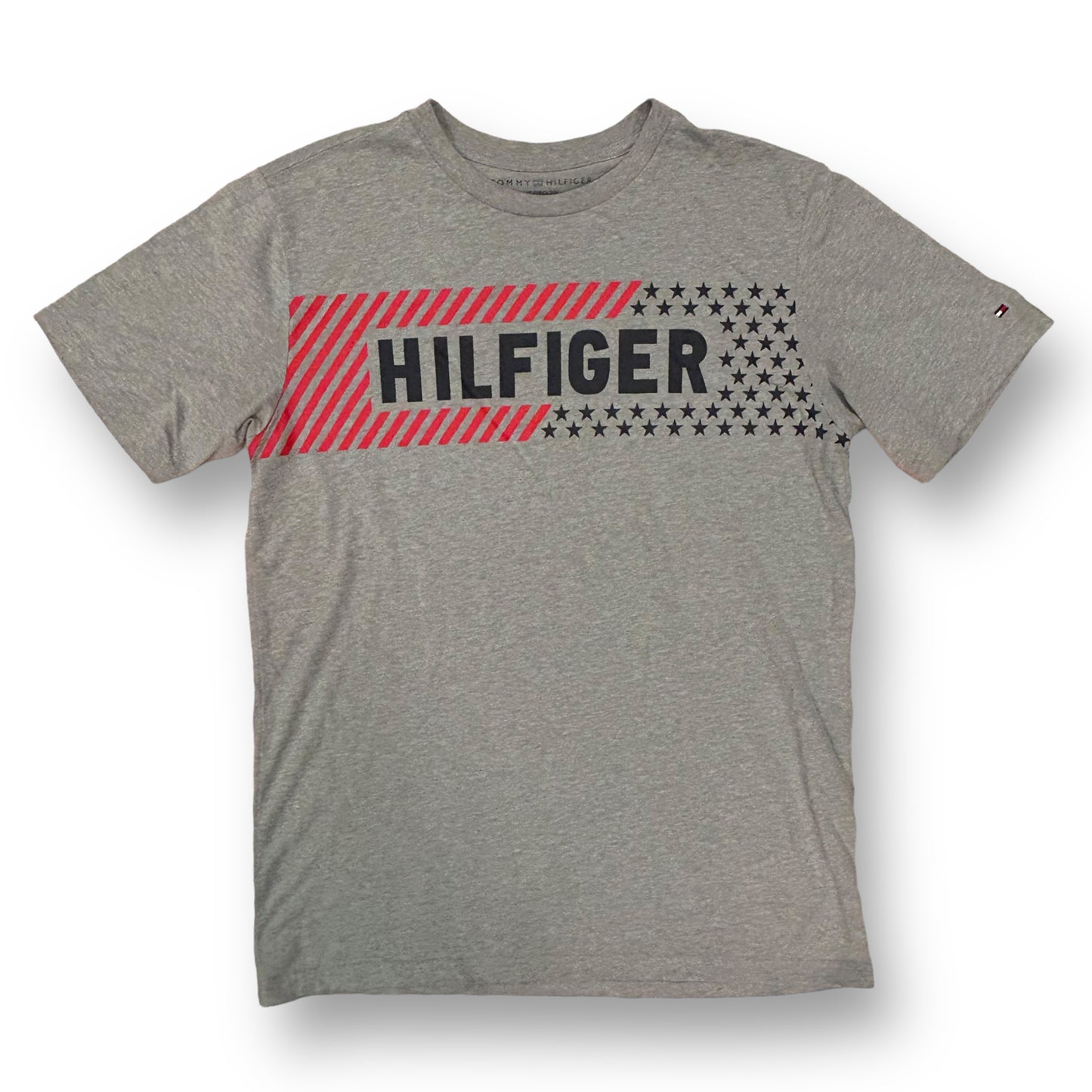 Boys Hilfiger Size Youth 16/18 XL Gray Logo Short Sleeve Shirt