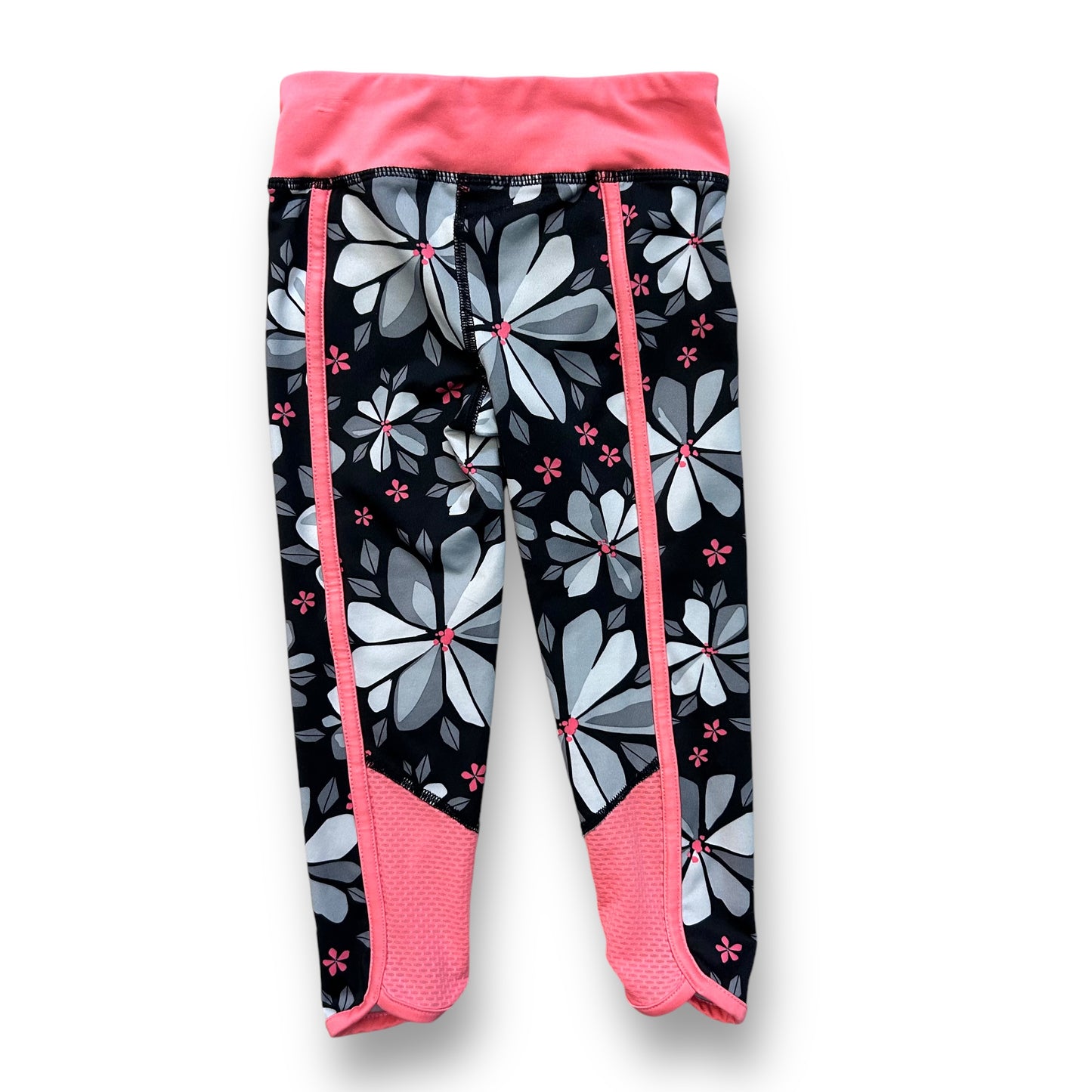 Gymboree Girls Size 3/4 Activewear Black Floral Print Athletic Stretch Leggings