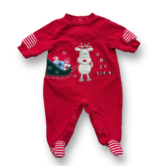 Boys Size Newborn Red My 1st Christmas Footie One-Piece