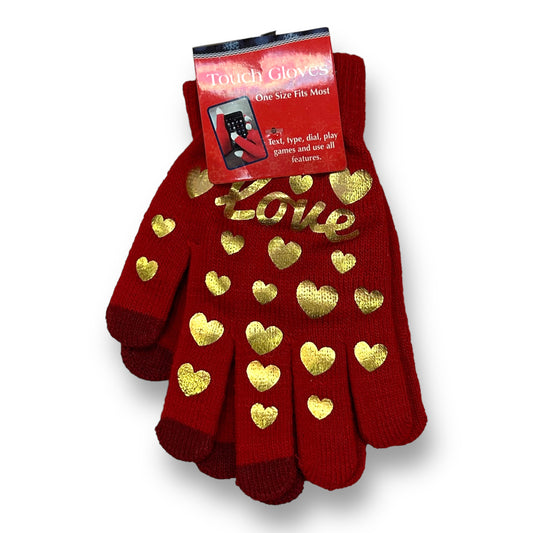 NEW! Girls Size OSFM Red Knit Touch Gloves