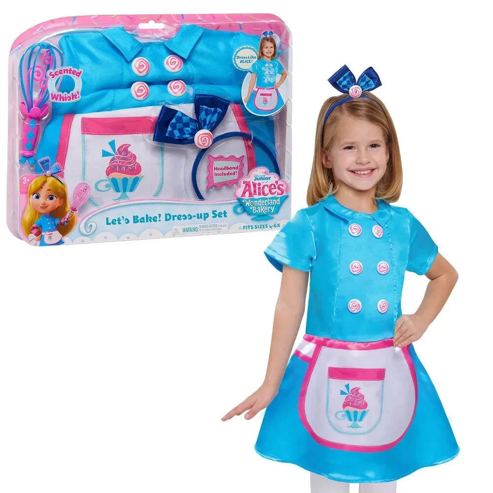 NEW! Disney Princess Alice in Wonderland Bakery Kit Dress-Up Set, Girls Size 4-6