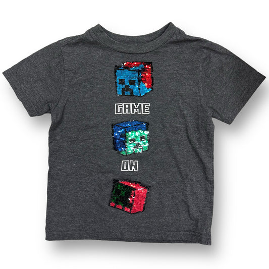 Boys Minecraft Size 4/XS Dark Gray Flip Sequin Character Tee