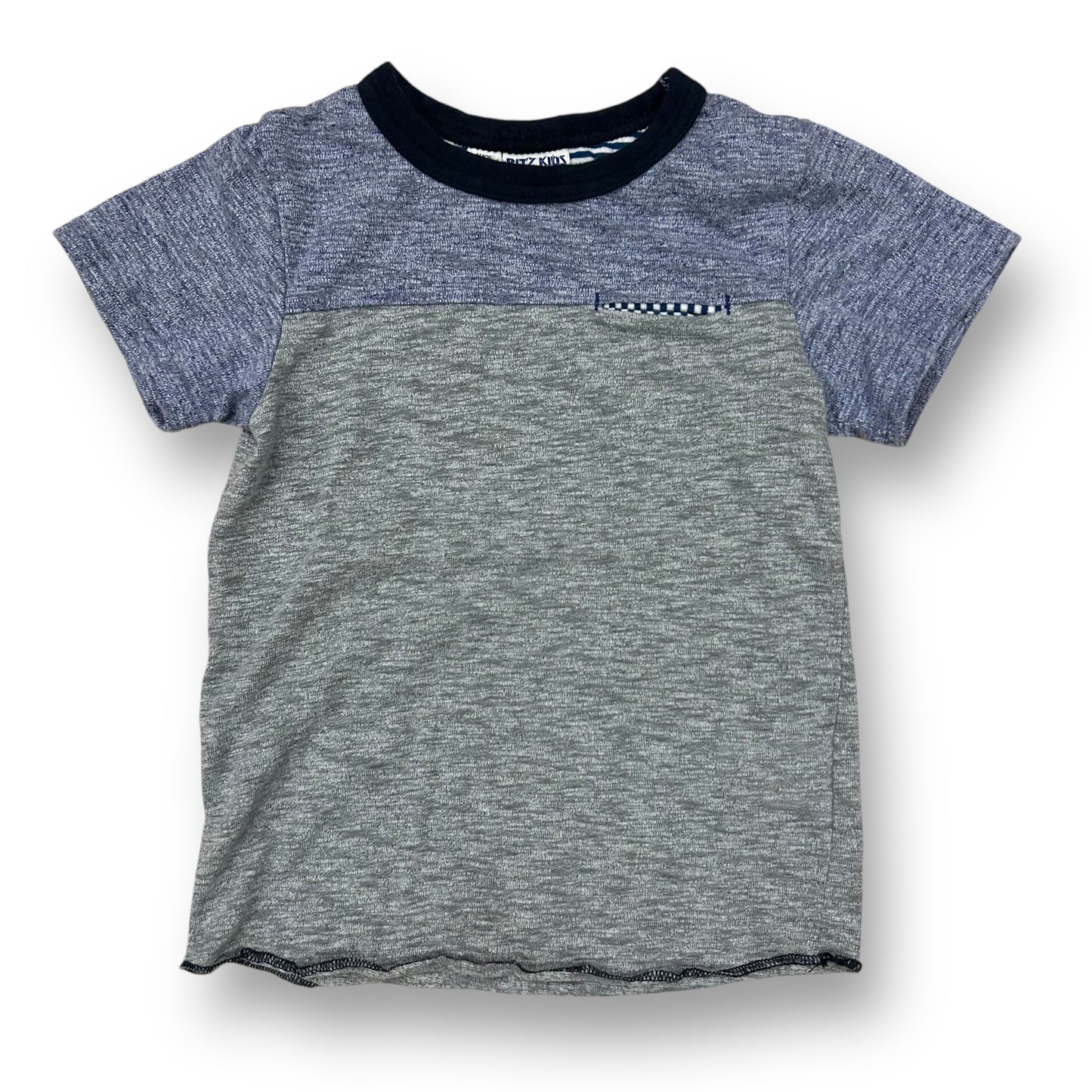 Boys Size 4/5 Blue & Gray Soft Knit Short Sleeve Shirt with Pocket