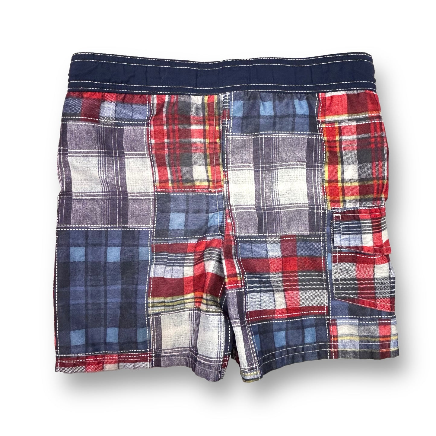 Boys Circo Size 3T Red/Navy Plaid Swim Trunks