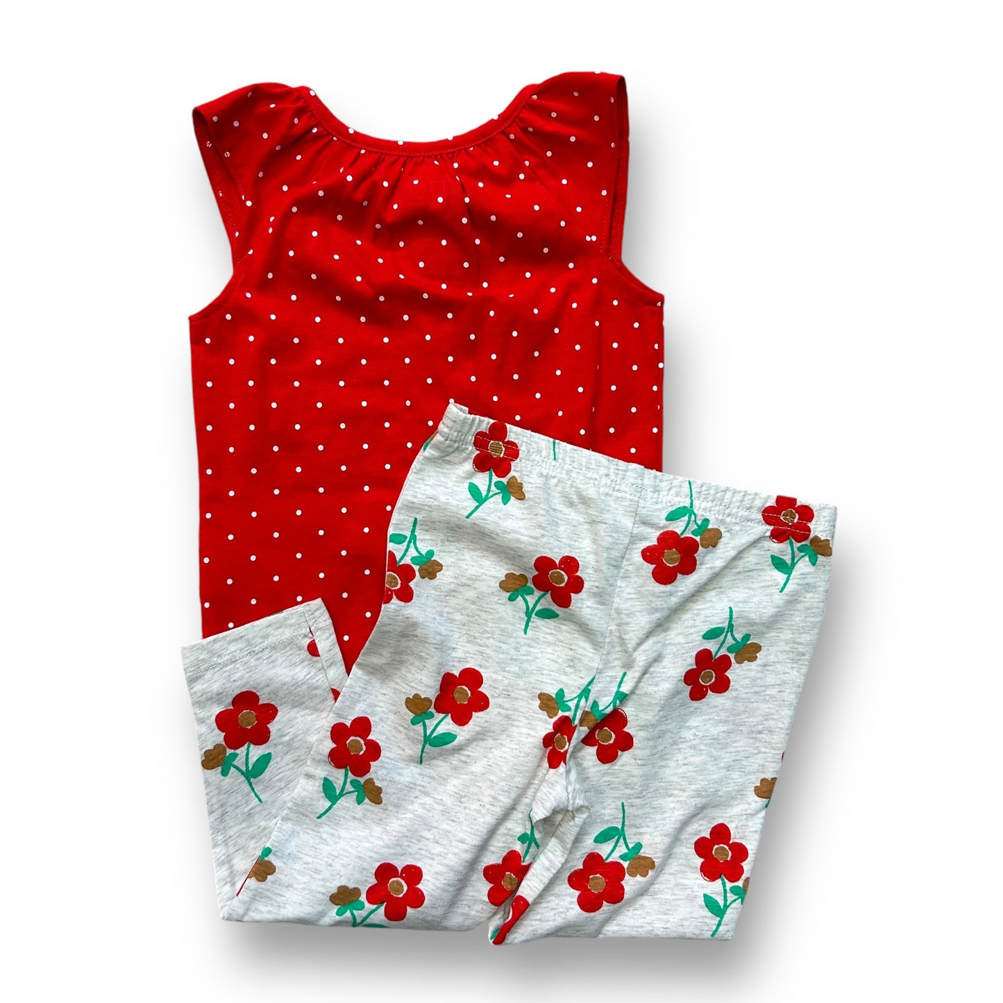 Carter's Girl 24 Months Outfit Red Body Suit and Floral Print Leggings Pants Set