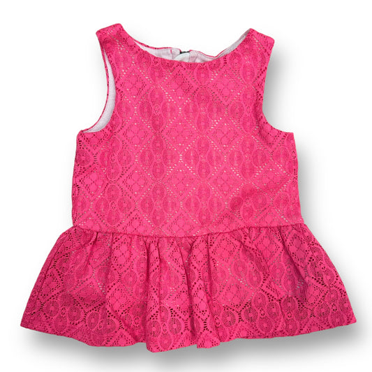 OshKosh Size 2T Girls Pink Lace Sleeveless Zippered Blouse with Ruffles