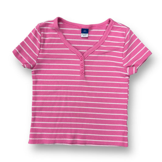 Girls Old Navy Size 6/7 Pink Ribbed Short Sleeve Button Top