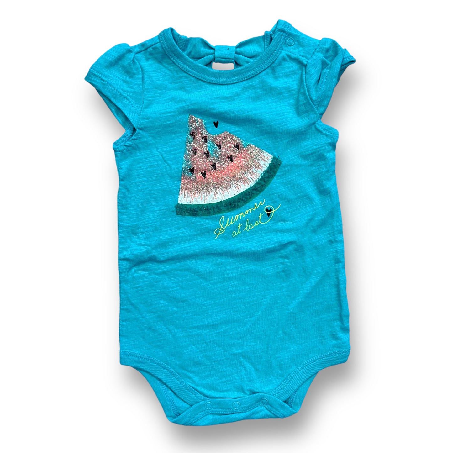 Girls Cherokee Size 6 Months Green Watermelon Short Sleeve Snap Bottom Bodysuit