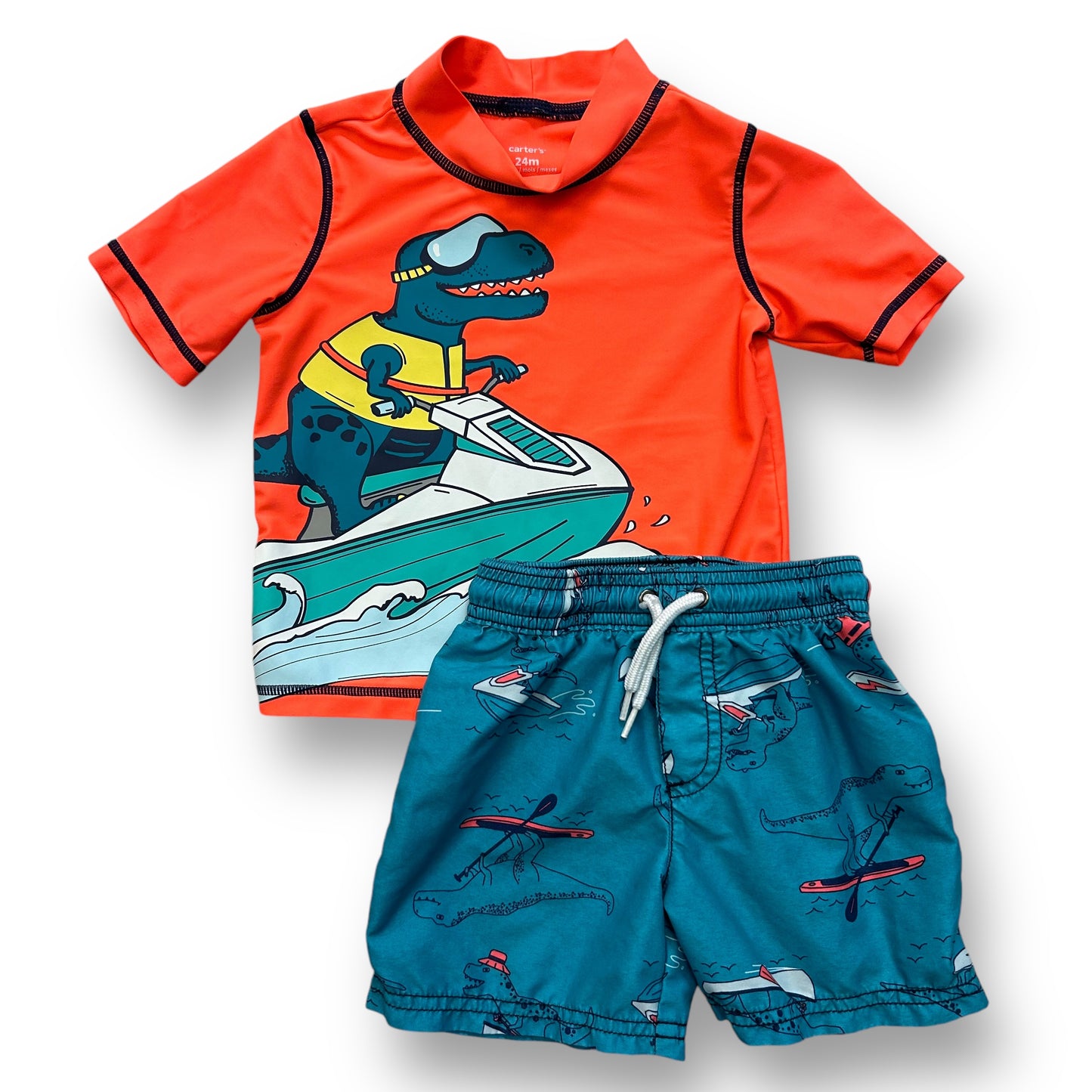 Carter's Size 24 Months Boys Rash Guard and Swim Trunks 2-Pc Swimwear Set