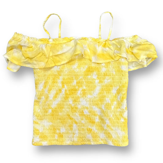 Girls Abercrombie Kids Size 11/12 Yellow & White Cold Shoulder Tank