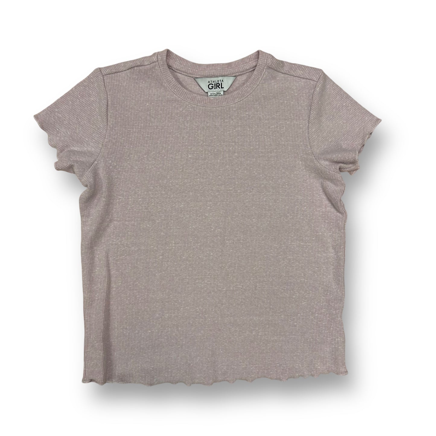 Athleta Girl Size 7 Light Purple Soft Knit Short Sleeve Ribbed Top