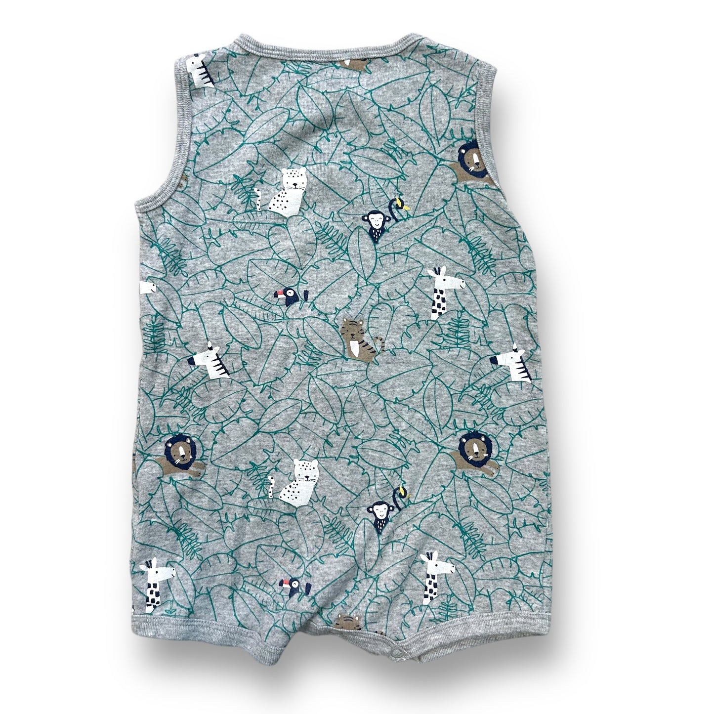 Carter's Boys Size 18 Months Gray Safari Animals Snap Up Romper