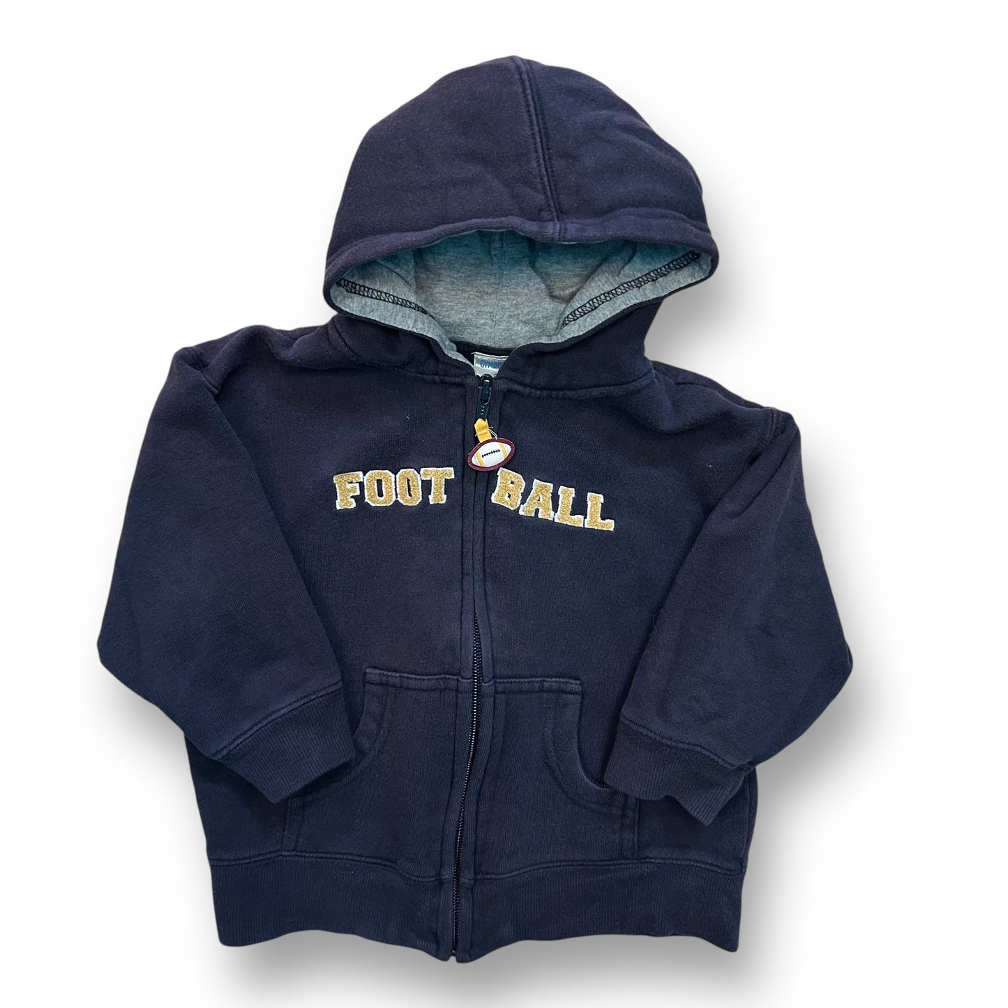 Gymboree Boys Size 2T Full Zip Toddler Navy Football Hoodie