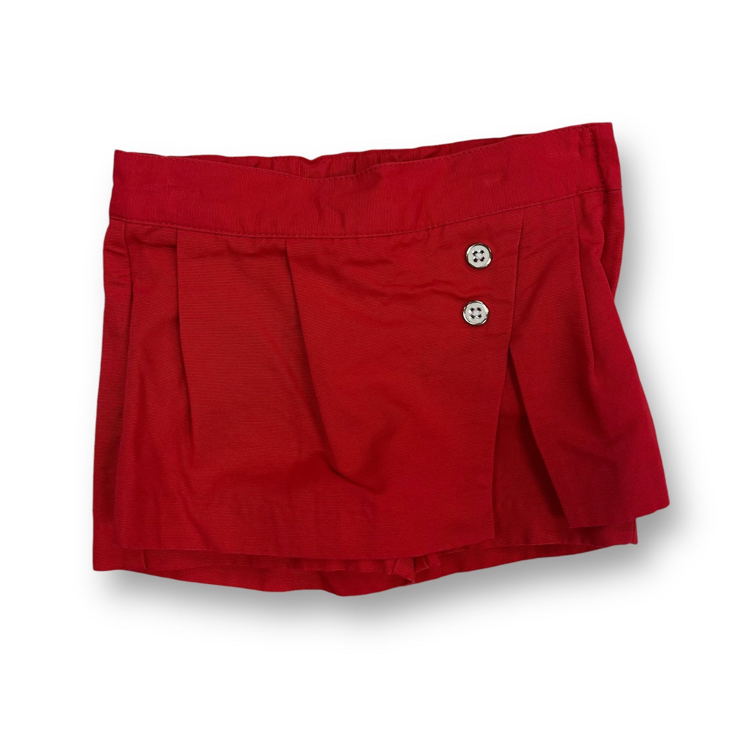 Janie and Jack Adjustable Waist Skirt Girls 2T Red Pleated Skort with Buttons