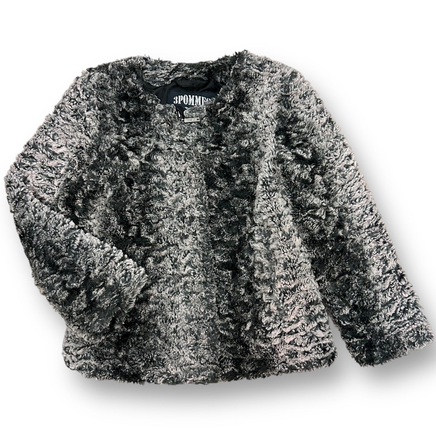 Girls Size 5/6 Boutique Coat 3 Pommes Gray Faux Fur Zippered Designer Jacket