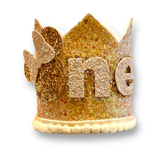 Gold Sparkle Glitter Minnie 1st Birthday Crown