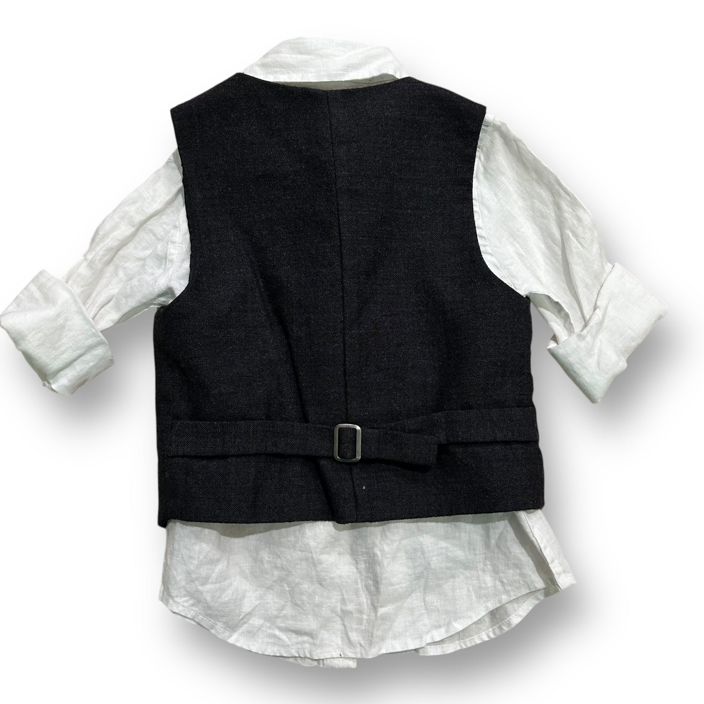 Janie and Jack Boys Size 3 / 4 Black Vest & White Button Down Shirt Set