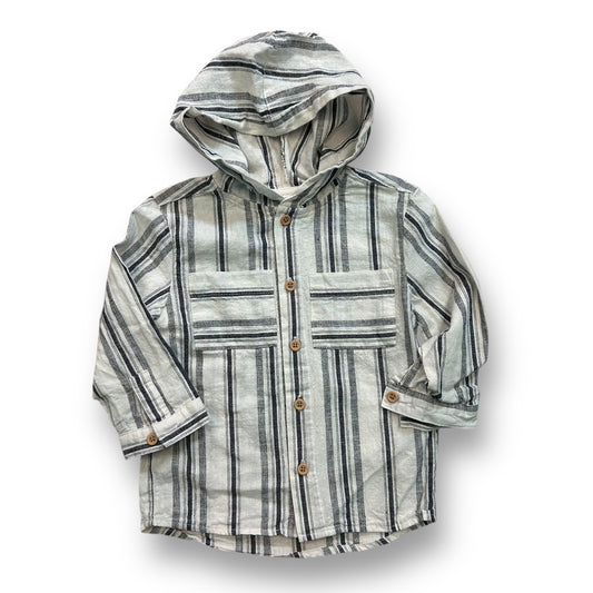 Boys Art Class Size 18 Months Linen Blend Button Down Hooded Shirt