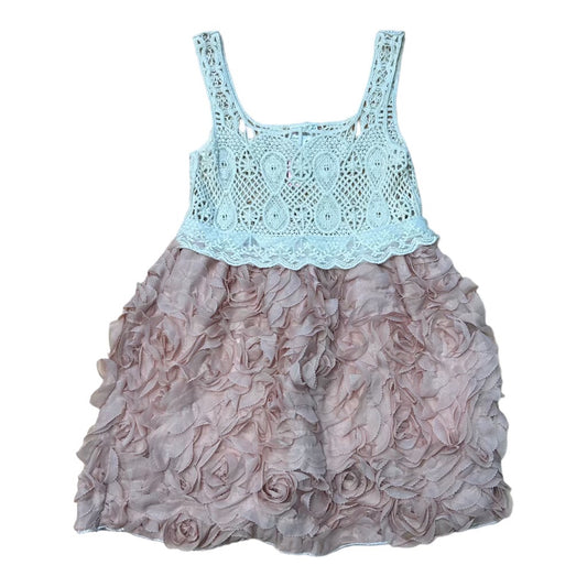 Girls KDFZ Size 6/7 Blush & Ivory Rosette Dress