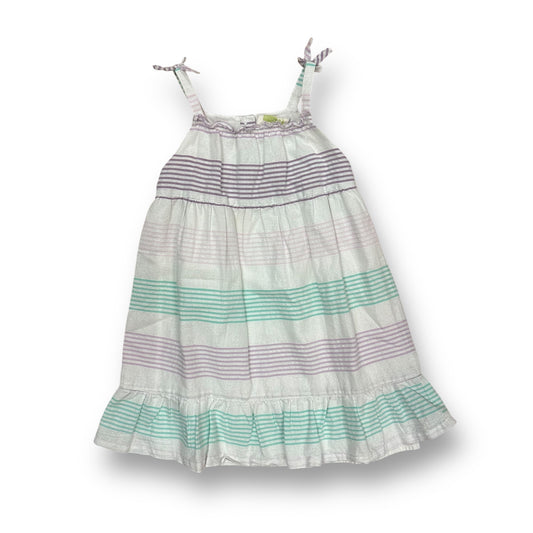 Girls Size 4T Purple & Green Striped Spaghetti Strap Sun Dress