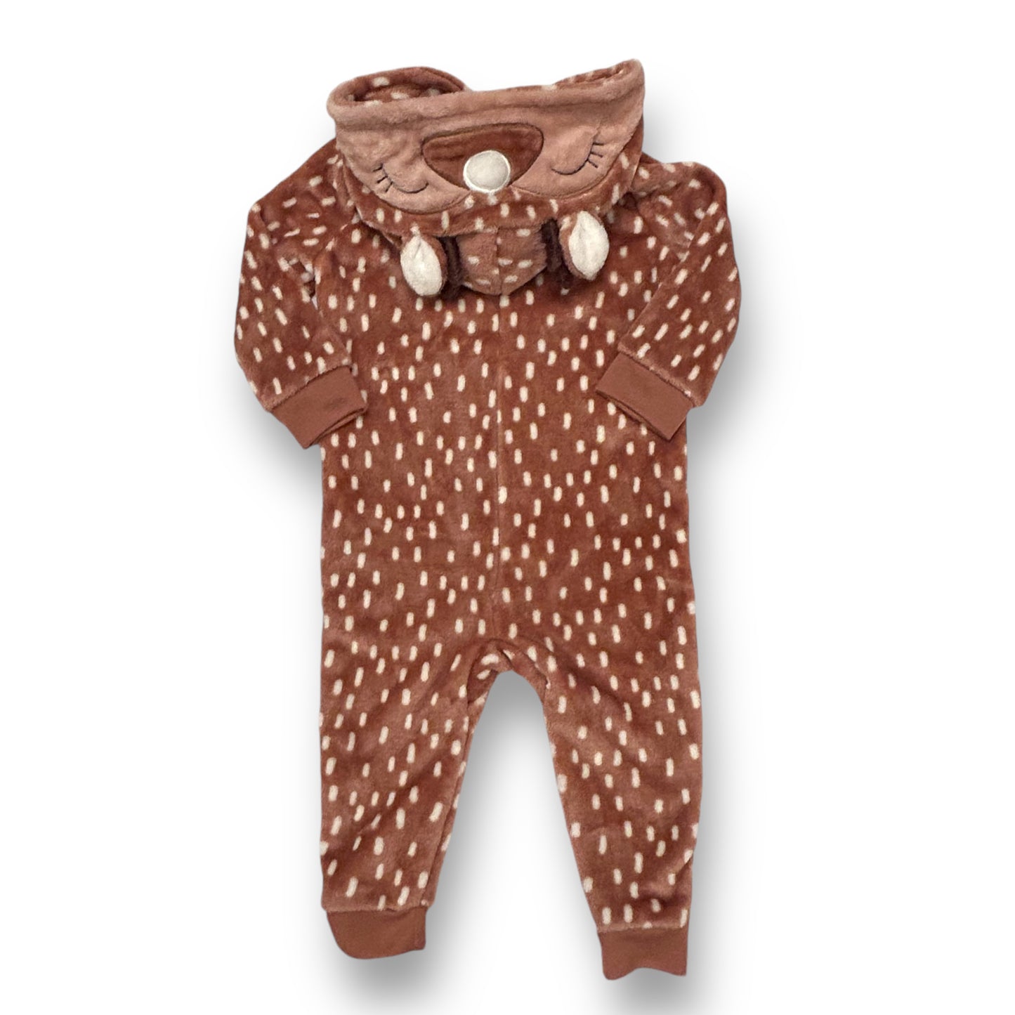 North Pole Reindeer Costume Size 2T Soft Fleece Zipped One-Piece with Hood