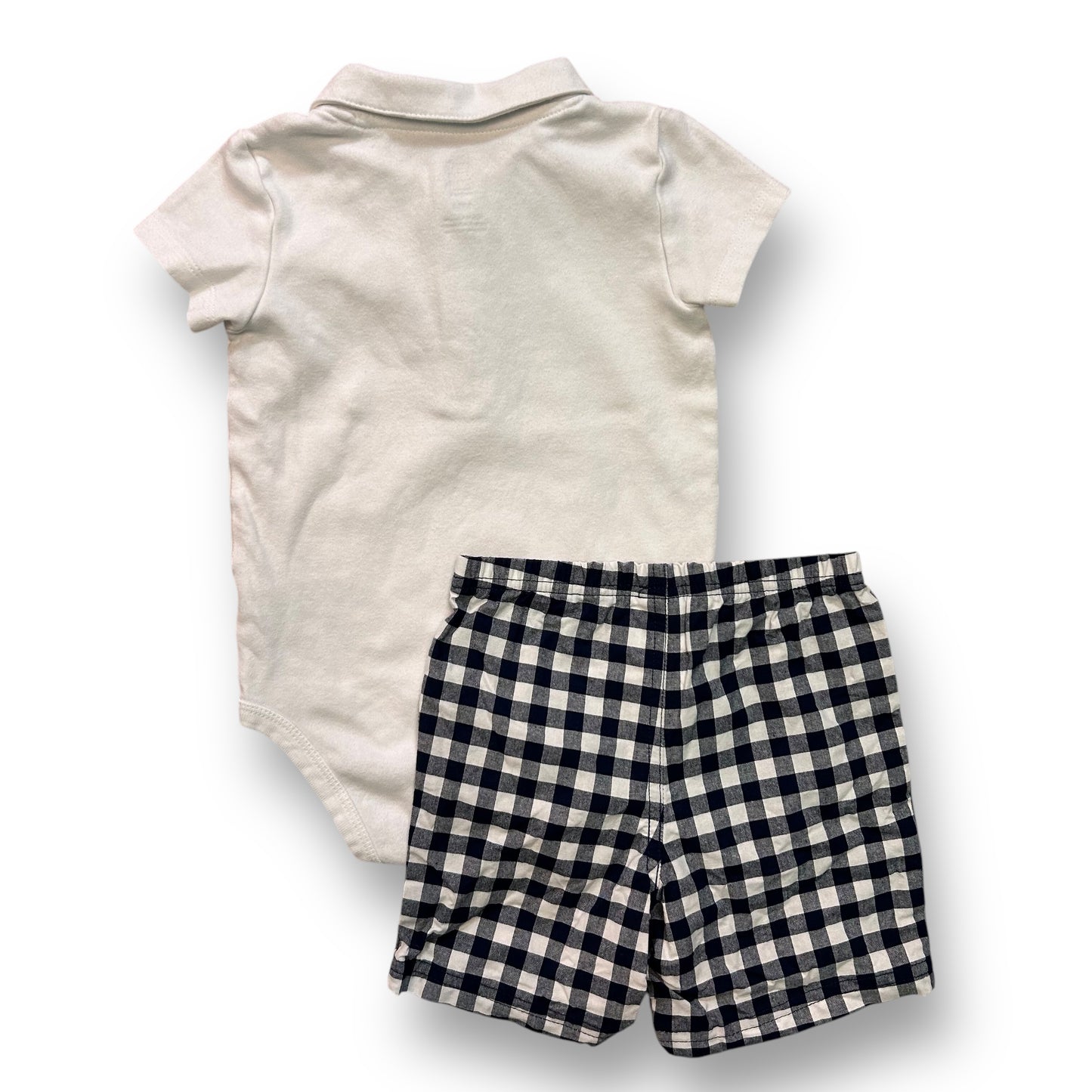 Carter's Boys Size 18 Months Outfit 2-Pc Polo Shirt and Checkered Shorts Set