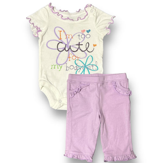 Girls Koala Baby Size Newborn White & Purple Short Sleeve 2-Pc Outfit