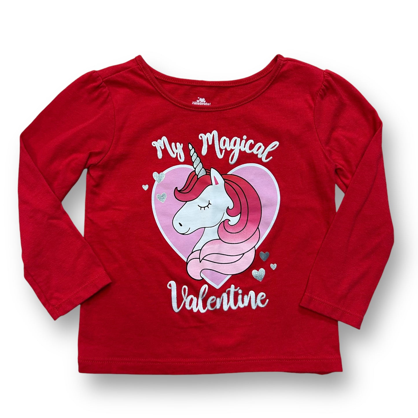 Girls Size 18 Months Red Unicorn Long Sleeve Valentine's Day Shirt
