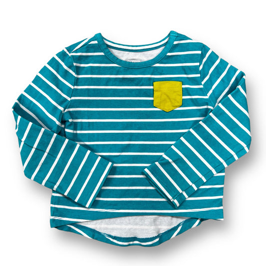 Girls Old Navy Size 18-24 Months Teal Green Striped Long Sleeve Pocket Shirt