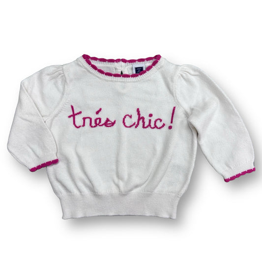 Girls Janie and Jack Size 3-6 Months White & Pink Tres Chic Long Sleeve Sweater